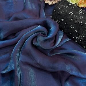 Women's Iridescent Dual-Tone Silk Saree with All-Over Sequin Embellished Blouse Piece